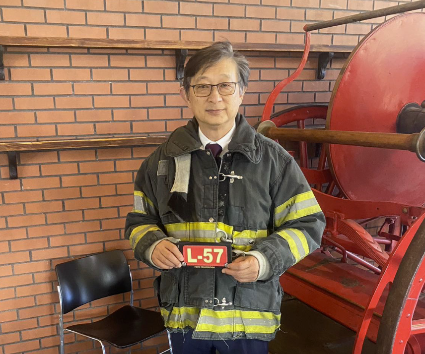 Wally Poon at a firehouse